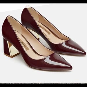 New Zara Pointed Patent Block Heels size 9⭐️⭐️⭐️⭐️